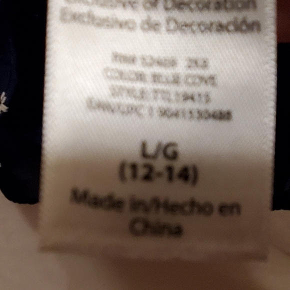 TOP TIME AND TRU, BOHO TOP, NAVY WITH WHITE EMBROIDERY, LARGE, SHEER - Picture 8 of 8